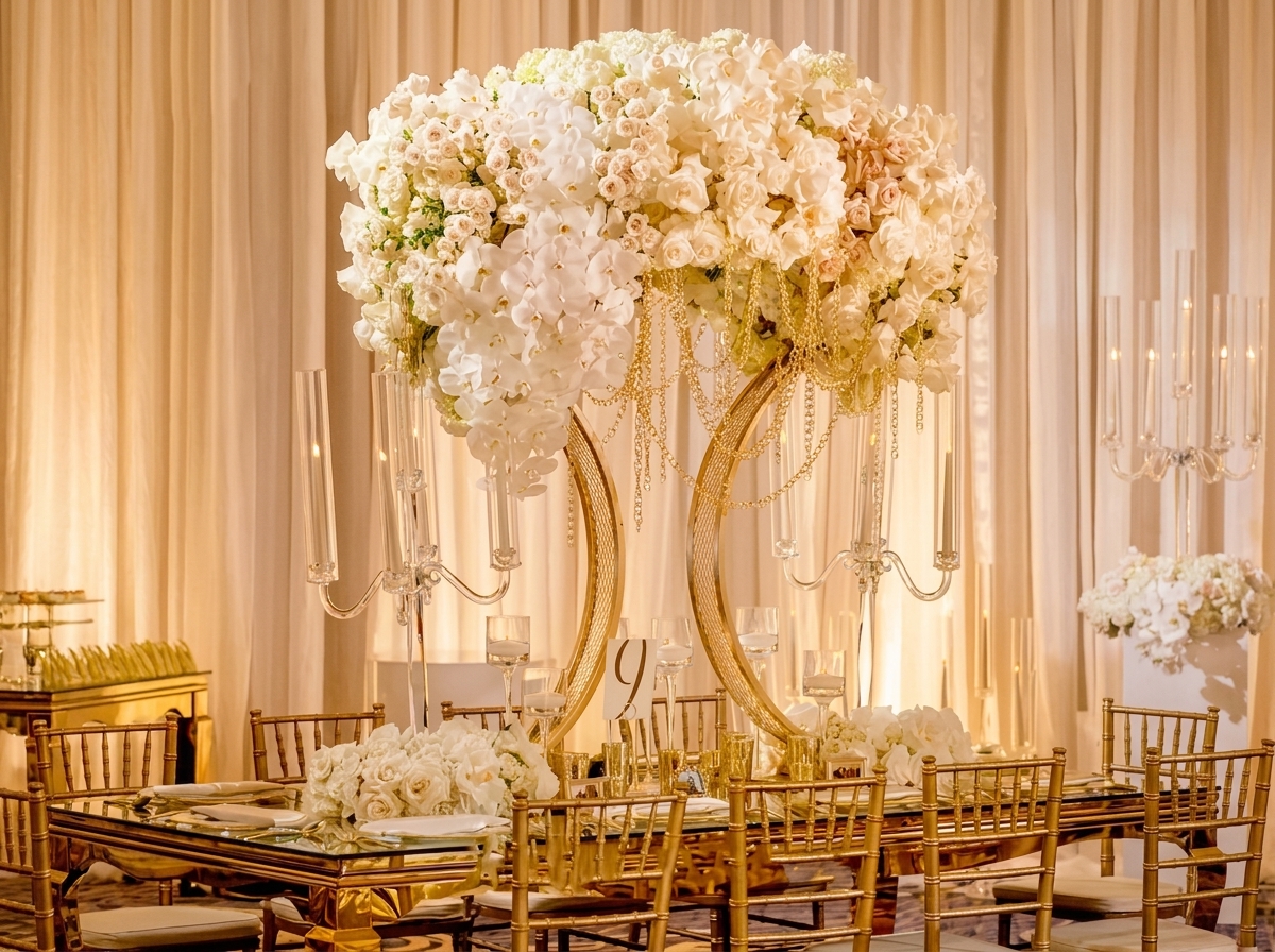 Cascading Ivory Bloom Centerpiece